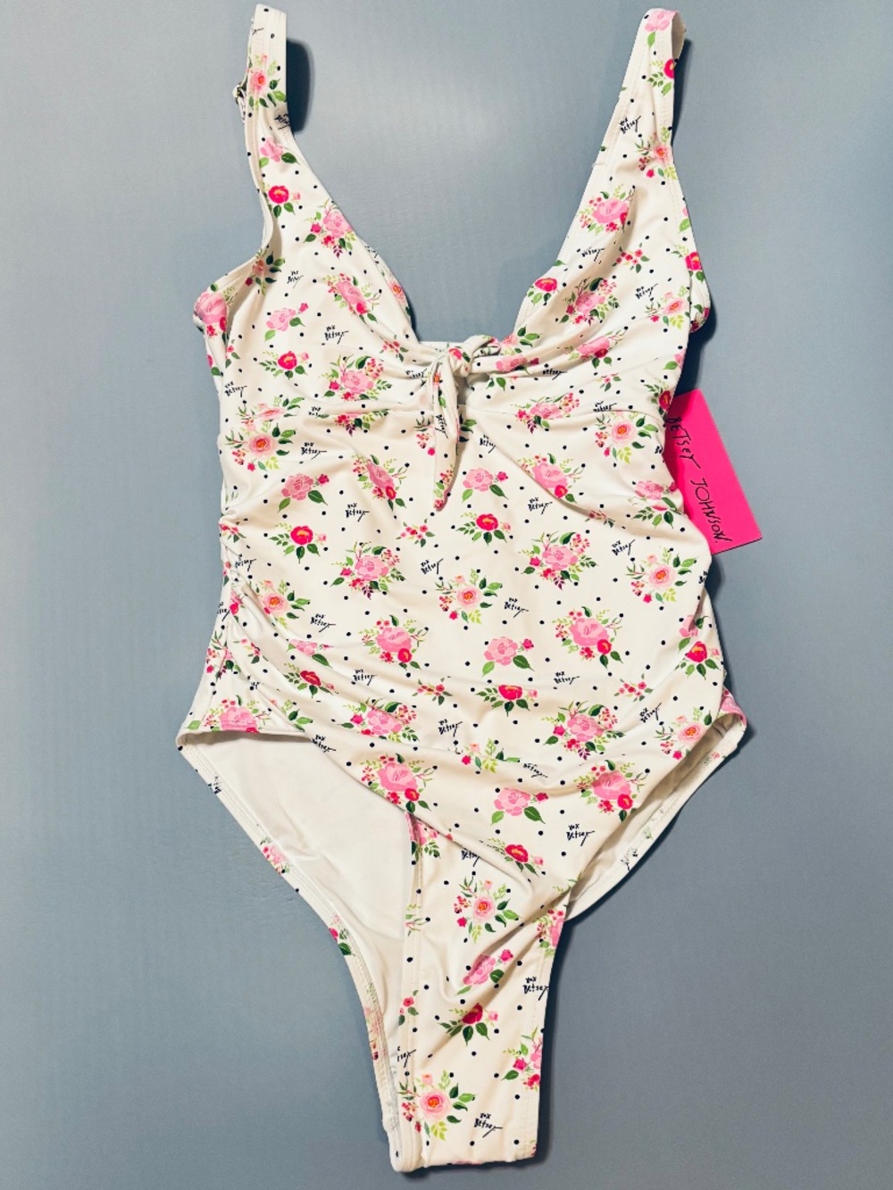Betsy Johnson 2 piece Swim & Sargon Polka Dots Bouquet Print Small